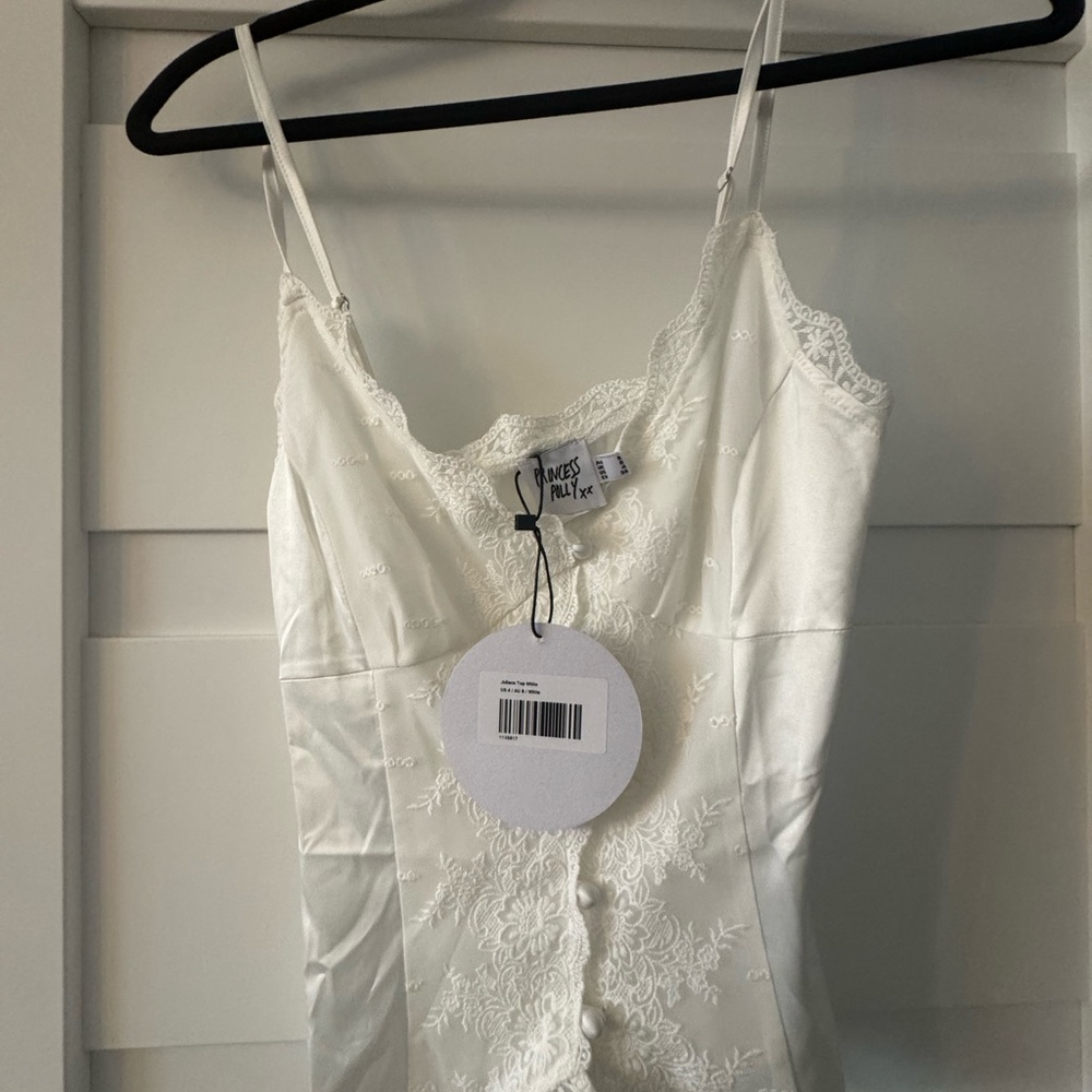 White Lace Satin Camisole